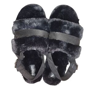 Koolaburra by UGG Faux Fur Slide Sandals Slippers Fuzz'd Out All Black Size 9